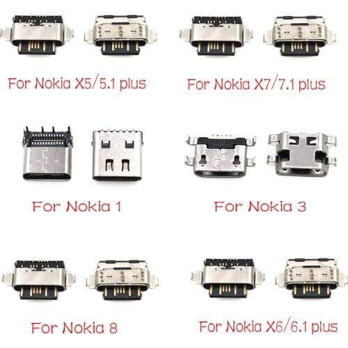 10Pcs/Lot, Micro Usb Connector Charging Port Jack For Nokia 3 6 7 Plus 8 6.1 7.1 5.1 Plus X5 X6 X7 Repair Parts