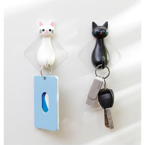 2 Pcs/set Cat-shape Hooks Strong Self Adhesive Door Wall Hangers Hooks Suction Heavy Load Rack Cup Sucker for Kitchen Bathroom