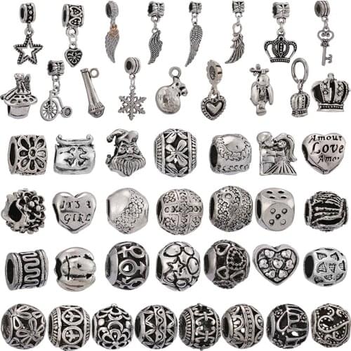 2Pcs/Lot Silver Color Charm Wing, Pendant And Round Bead Bead, Used In Womens Jewelry, Making Branded Bracelet Jewelry Gifts