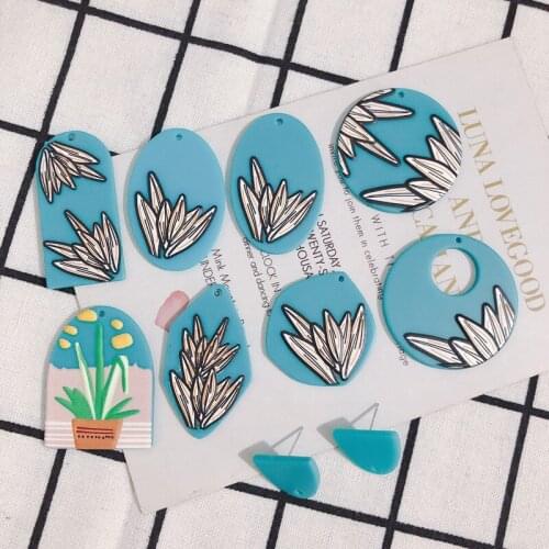 Min order 20pcs/lot color flowers pattern print relief efeffect geometry round/ovals shape acrylic beads diy jewelry accessory