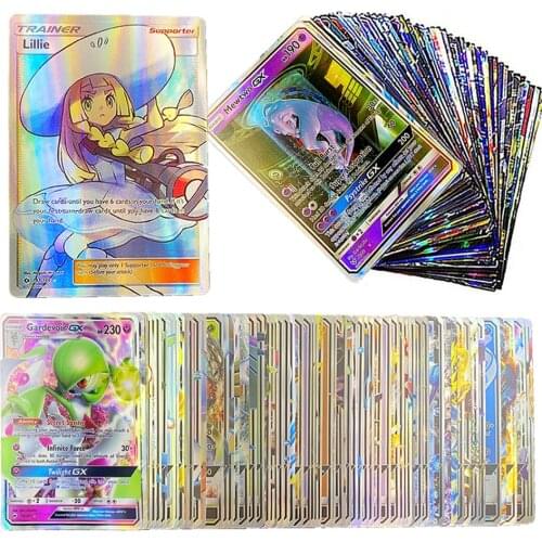 200Pcs Pokemon Cards Box Shining Display Pokémon MEGA GX Energy Card Playing Game TAG TEAM EX Battle Carte Trading Kids Toy Gift