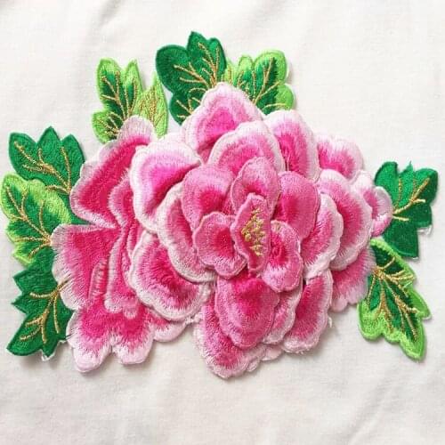 21*13 cm 3D stereoscopic embroidery peony flower dress big stick decals affixed cloth accessories National Wind Patch stickers