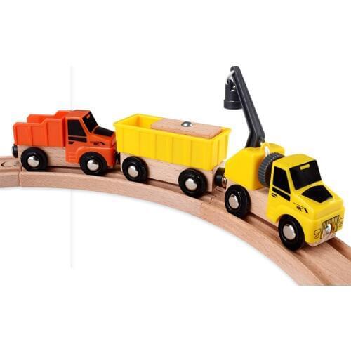 3pcs/lot Wooden Train Series Construction Toy Vehicles Magnetic Cars FIT Standard Wooden Track Children Kids Toys