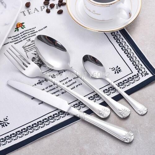 50 Sets Dinnerware Set Cutlery Sets Stainless Steel Western Tableware Classic Dinner Set Knife Fork Restaurant Dining