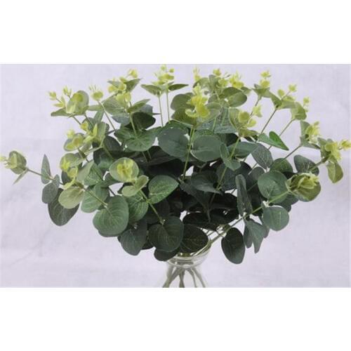 50pcs Green Artificial Leaves Large Eucalyptus Leaf Plants Wall Material Decorative Fake Plants For Home Shop Garden Party