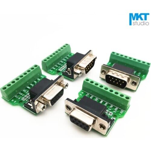 5Pcs Sample Right Angle Male Female DB9 D-sub Connector To 9 Pins Terminal PCB Adapter Module, RS232 To Terminal, G1, M1