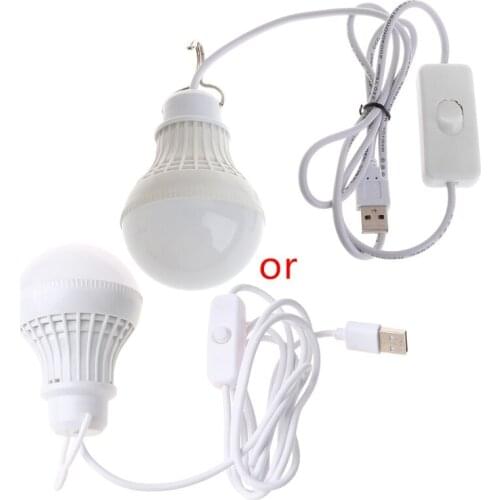 5W 10 LED Energy Saving USB Bulb Light Camping Home Night Lamp Hook Switch K9FB