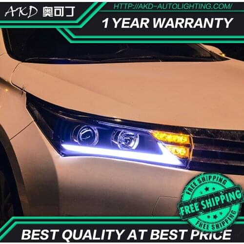 AKD tuning cars Headlight For Toyota Corolla 2014-2016 Headlights LED DRL Running lights Bi-Xenon Beam Fog lights angel eyes