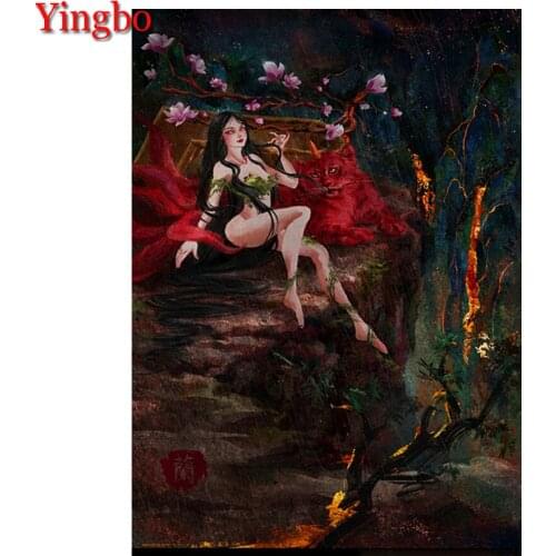 Embroidery Diamond Sexy beauty and leopard Diamond Painting Full Square/Round Drill Wall Art Living room Bedroom Decor Pictures