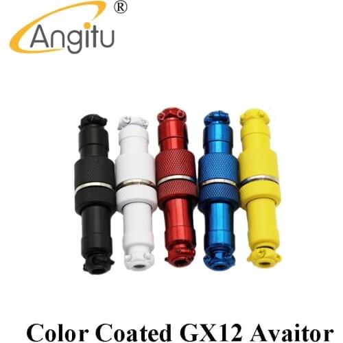 Angitu Colorful Electroplated GX12 Aviator GX 12 Connector Plug Butting Docking 4 core Male&Female Red Blue Black White Yellow