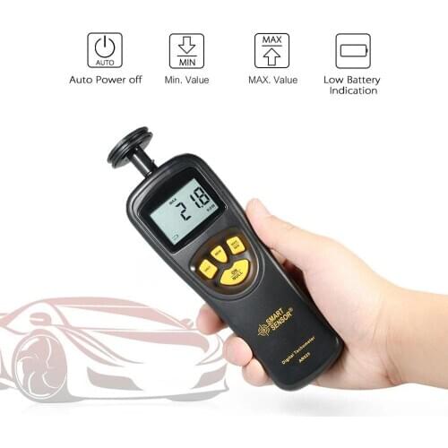 Digital Tachometer Contact Motor Speed RPM RPM Meter 0.05~19999.9m/Min 0.5~19999RPM Speedometer Smart Sensor AR925 Black Color