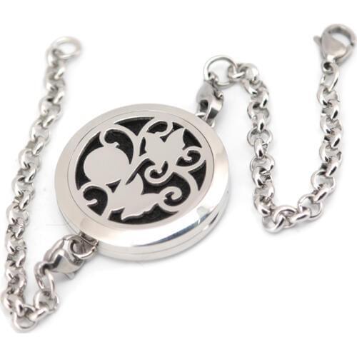 Butterfly and Flower Aromatherapy Essential Oils Stainless Steel Perfume Diffuser Locket bracelet(length8.6