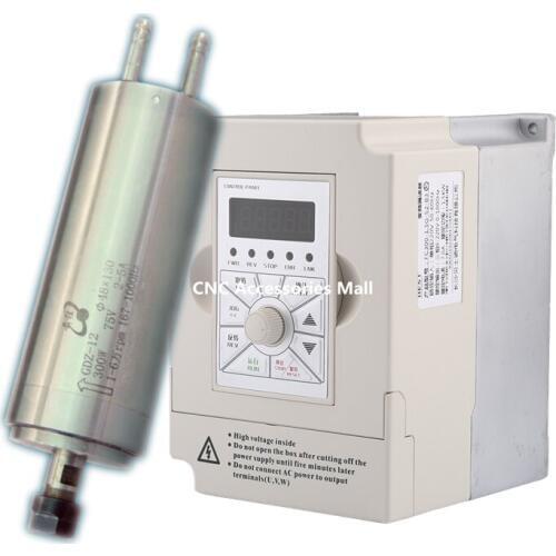 Water Cooled Spindle Motor 300W ER8 AC75V GDZ-12 & 1.5kw VFD inverter variable frequency driver