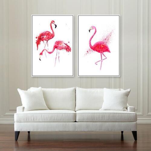 HAOCHU Nordic Canvas Decorative Painting Modern Simple Flamingos Series Living Room Aisle Restaurant Bedroom Mural Poster Art