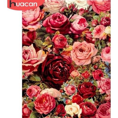 HUACAN 5D DIY Diamond Embroidery Rose Full Square Round Cross Stitch Kit Diamond Painting Flower Art Rhinestone Handmade Gift