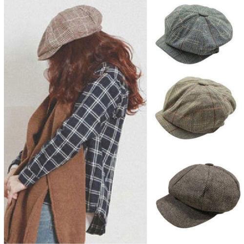 Classic Unisex Plain Panel Newsboy Cap Blinders Baker Boy Plaid Octagonal Caps Clothes Mathing Accessories