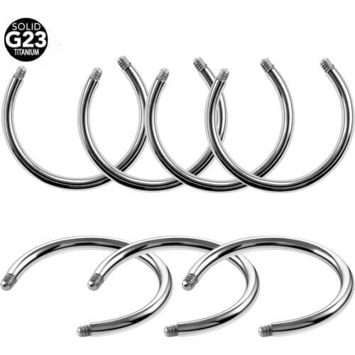 14G/16G G23 Titanium Curcular Barbell Horseshoe Ring Bar Replacement Piercing Nariz Body Jewelry Accessories - Post Only No Ball