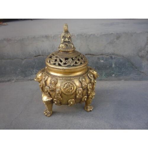 Collectable Old Ming Dynasty Copper Incense Stove \ Censer, Buddha collection, best collection Decoration, Free Shipping