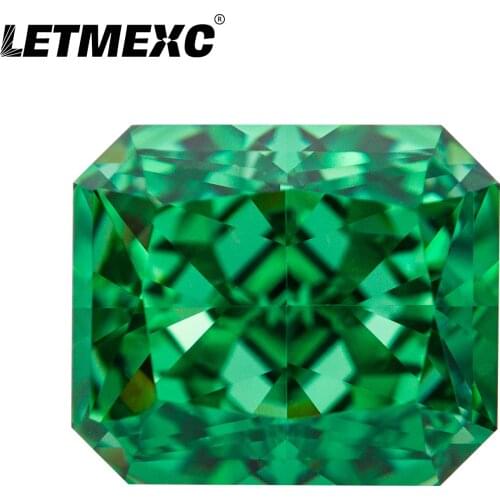 Letmexc High Carbon Diamond Lab Zircon Cubic Zirconia Green Crushed Ice Cut Radiant Octagon 5A+ Quality