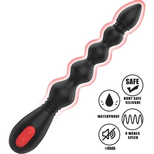 Powerful Anal Beads Vibrator Anal Training Sex Toy Silicone Prostate Stimulator Flexible Anal Plug 9 Frequency Butt Plug