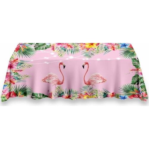 Flamingo Party Backdrop & Table Cover Cloth Set Girl Pink Flowers Lights Photography Background Studio Supplies Tablecloth Favor