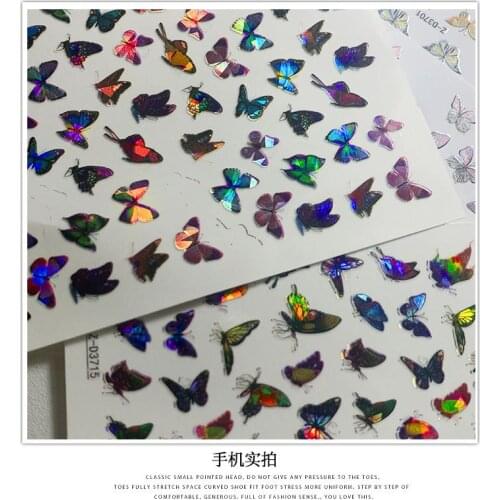 Butterfly Sticker Adhesive Sticker Z-D 3700-3017 Holographic /Laser Butterfly Sticker 3D Waterproof Cute Butterfly Nail Sticker
