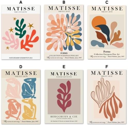 Matisse Colorful Leaf Abstract Girl Curve Wall Art Canvas Painting Nordic Posters and Prints Wall Pictures for Living Room Decor