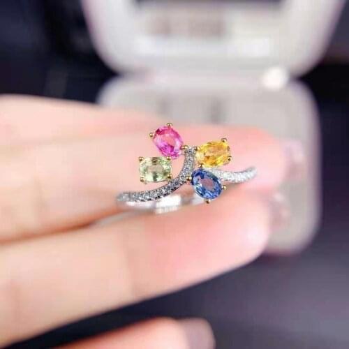 Natural Colour Sapphire Candy Gemstone Real 925 Sterling Silver Womens Ring Fashion Fine Charming Wedding Jewelry MeibaPJFS