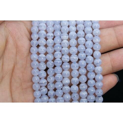 Wholesale Genuine Blue Lace Agat,Blue Chalcedony Beads 6mm 8mm 10mm12mm Round Gem Stone Loose Beads for jewelry,1 of 15" strand