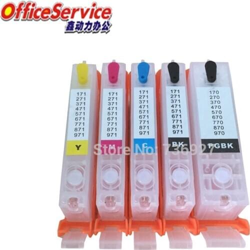PGI-770 CLI-771 Refillable Ink Cartridge For Canon, suit for PIXMA MG5770 MG6870 TS5070 TS6070 TS8070 MG7770 Printer with chip