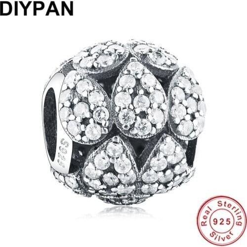 Fit Original Pandora Bracelet Charms Silver 925 Teardrop Clear Charm Zircon Bead Women DIY Jewelry Berloque