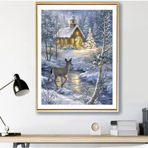 Self-adhesive Wallpapers Winter Snow Landscape Home Decor Wall Art Posters Prints Wall Pictures For Kitchen Room Decoration