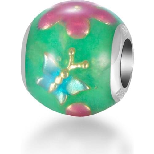 Silver 925 Enamel lotus Charms Fit European Brand Bracelets & Bangles Brand GW Jewellery Amld026