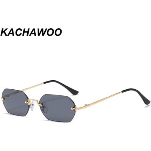 Kachawoo no frame rectangular men sunglasses small octagonal rimless eyeglasses metal women 2021 trending accessories blue