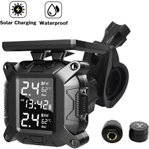 Solar Power Digital Display Tmps Motorcycle Tire Pressure Meter Motorbike Scooter Tyre Monitoring System Motor Bike Electrics