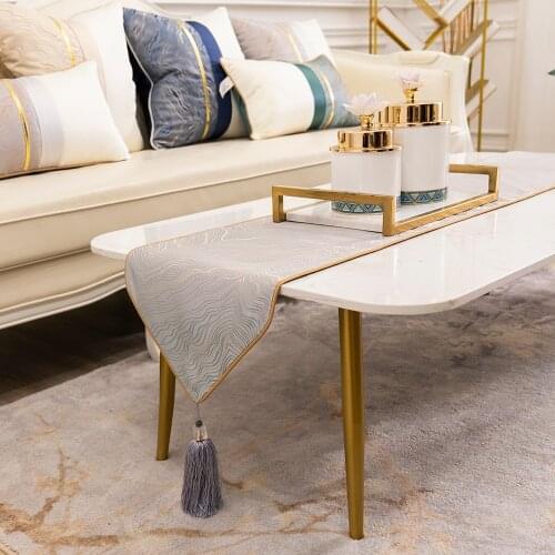 Avigers Modern Luxury Striped Table Runners High Precision Jacquard Table Runner for Home, Art Decor Wedding Beige Blue Green
