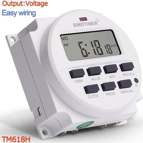 TM618H DC 12V 24V AC 110V 120V 220V 230V Volt Voltage Output Digital 7 Days Weekly Programmable Timer Switch Time Relay Control