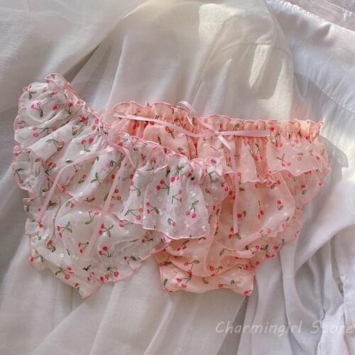 Japanese Girl Kawaii Lace Panties Sweet Bow Modal Comfortable Inner Cotton Shorts for Woman Sexy Underwear Lolita Lingerie