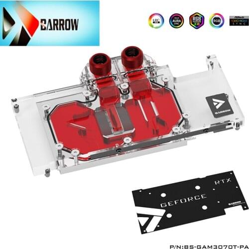 Barrow GPU Water Block for Galaxy RTX 3070TI/OC Video Card Cooler Full Cover Watercooler,with gpu backplate,BS-GAM3070T-PA