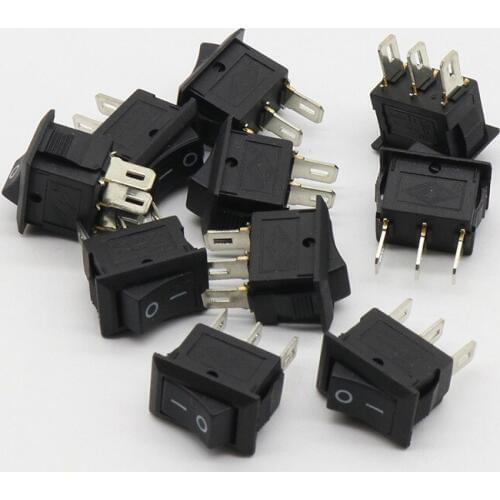 10PCS Ship Type Switch 15*21mm 3PIN SPST ON/OFF Boat Rocker Switch 6A/250V 10A/125V 15X21