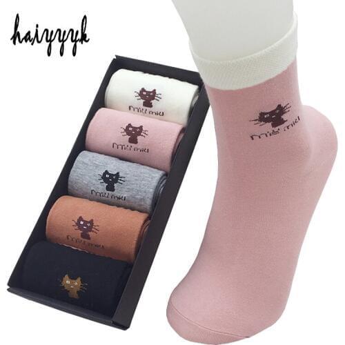High quality autumn and winter new womens socks short Animal cartoon cat lovely for women cotton socks 5colors 5pairs/lot