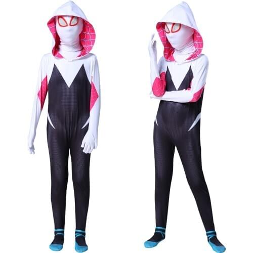 Halloween 3D Print Spidergirl Costumes Gwen Stacy Spandex Lycra Zentai Cosplay For Adult Kids Cosplay Female Suits Dress Up