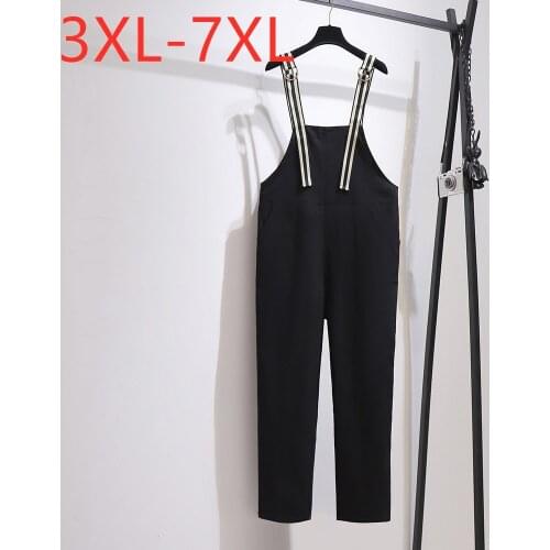 New 2021 ladies autumn winter plus size overall jumpsuit for women large loose cotton pocket black jumpsuits 3XL 4XL 5XL 6XL 7XL