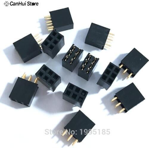 100PCS 2x3 6 Pin 2.54mm Double Row Female Straight Header Pitch Socket Pin Strip 2*3 mm Platoon Mother Female Header Connector