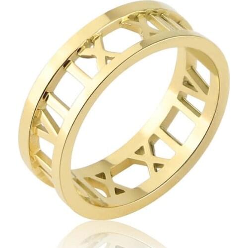 2021 Roman Numerals Stainless Steel Rings For Woman Girl For Men Couple Hollow Wedding Ring Dropshipping