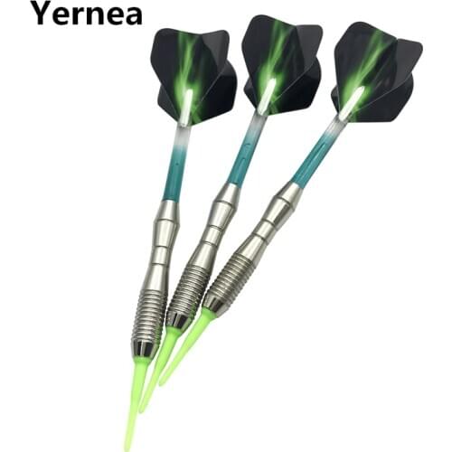 Yernea New 3Pcs/set Soft Tip Darts Indoor Sports Entertainment Electronic Darts Crystal Nyion Dart Shafts Aurora Wing
