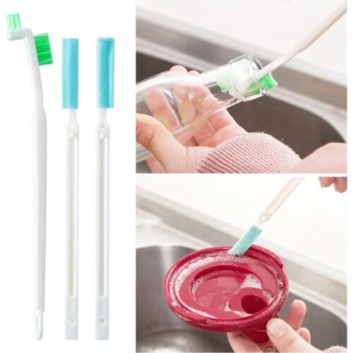 3pcs Small Sponge Bottle Cleaning Brush Kitchen Thermos Teapot Cleaner Tool Drinking Straws Brush Cleans Cup Multifunction Brush