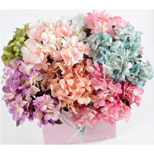 5 Heads Hydrangea Artificial Flowers Fake Flowers Bouquet Home Wedding Decoration Flower Wall Panel And Christmas Decor
