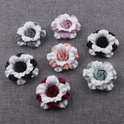 Free ePacket 55mm Artificial Fabric Flower Head for Wedding Dress Decoration DIY Shoes Bag Hat Headdress Crafts Accessories