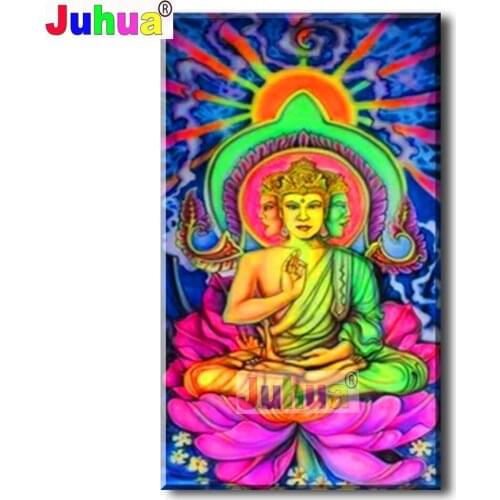 5D Diy Diamond Painting Buddha Lotus Flower Full Square Diamond Embroidered Religion,Buddhism,Picture Mosaic Hobby,Holy Gift